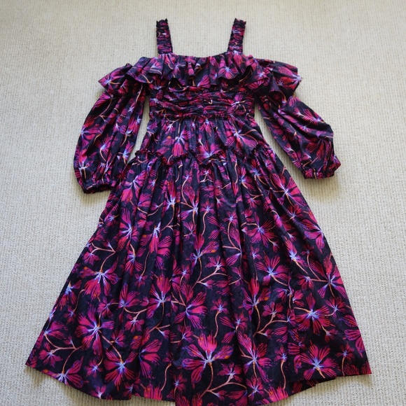 ULLA JOHNSON off the shoulder Caprice Midi Dress - Picture 4 of 12